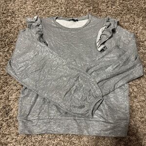Express Gray Ruffle Sweatshirt